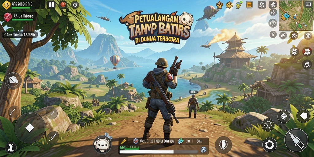 Screenshot gameplay 55RP yang menampilkan eksplorasi dunia terbuka.