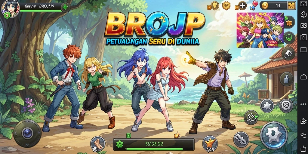 Tangkapan layar BROJP menampilkan aksi seru dalam petualangan anime.