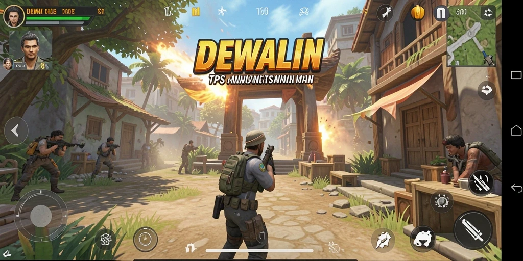 Screenshot utama DEWALIN menampilkan aksi intens dalam gameplay TPS.
