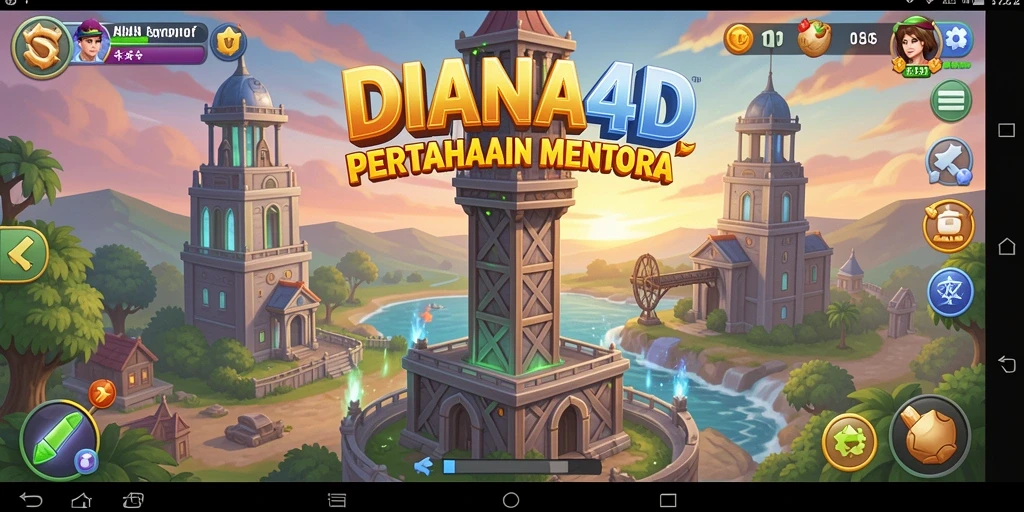 Tampilan menarik dari gameplay DIANA4D Tower Defense.