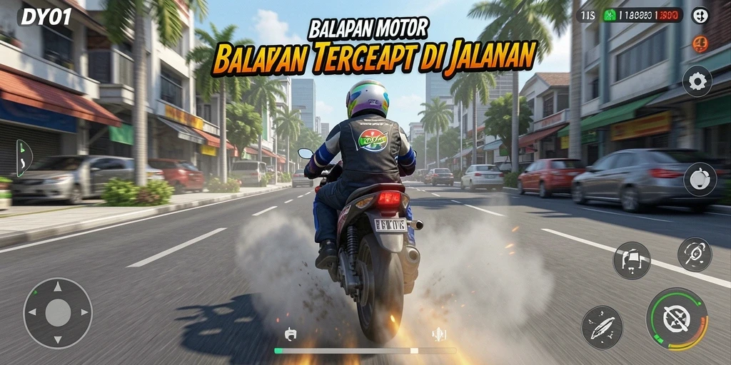 Gameplay balapan motor yang seru dan cepat di DY01.