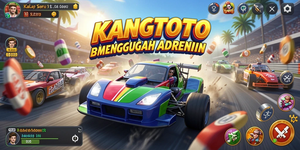 Tampilan seru balapan KANGTOTO dengan kendaraan keren.