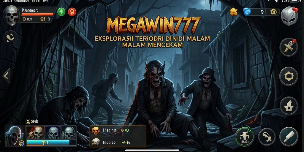 Tampilan gameplay seram dari MEGAWIN777 saat menjelajahi kegelapan.