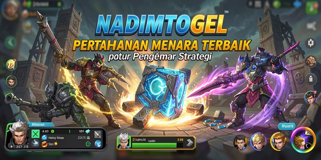 Screenshot gameplay dari NADIMTOGEL menunjukkan pertarungan seru Tower Defense.