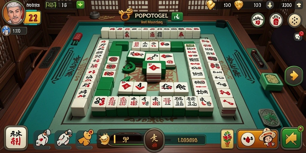 Tampilan gameplay Mahjong yang menarik dan mendebarkan.