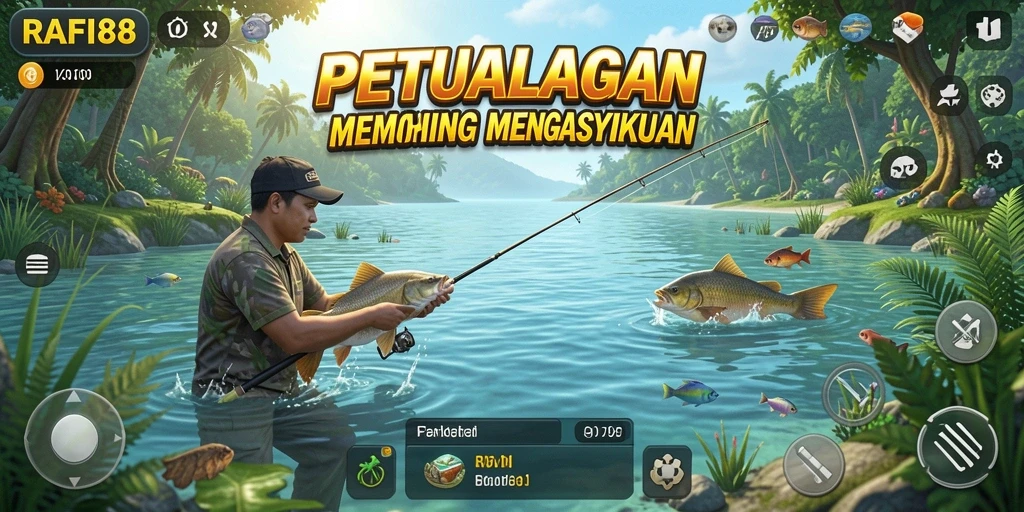 Gameplay menarik dengan berbagai jenis ikan dan lokasi memancing.
