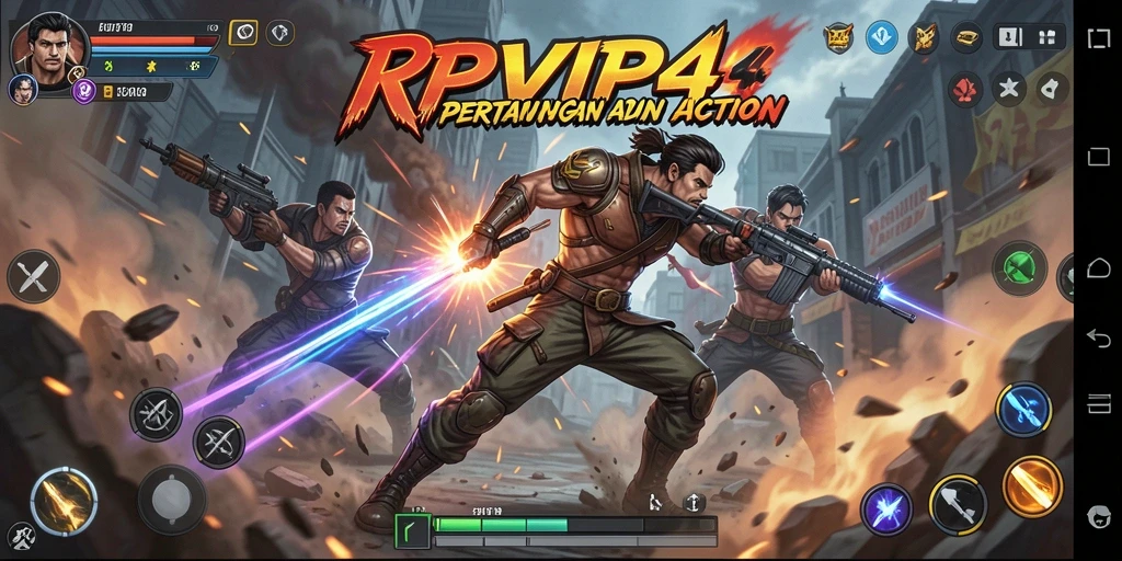 Screenshot gameplay RPVIP4 menampilkan aksi pertempuran yang seru.