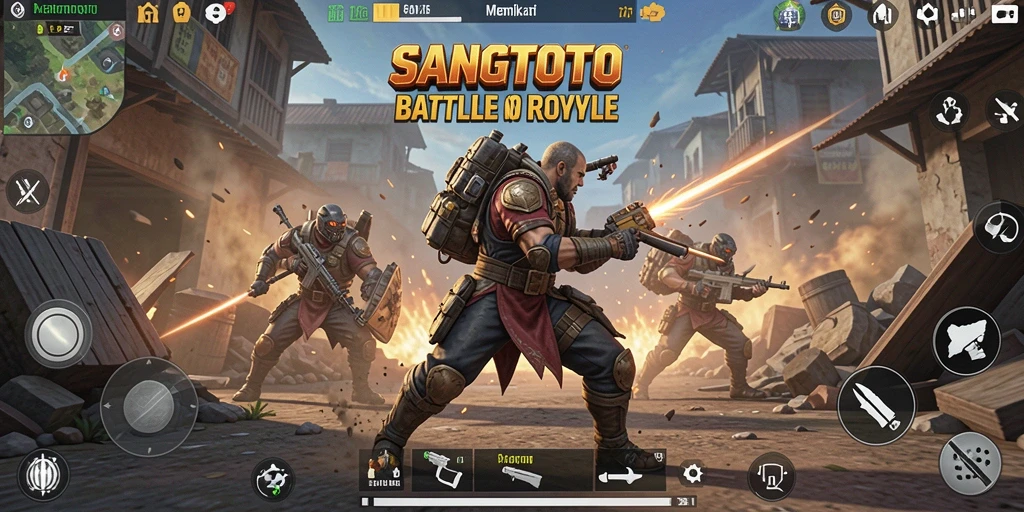 Tangkapan layar SANGTOTO menampilkan aksi pertempuran Battle Royale yang mendebarkan.