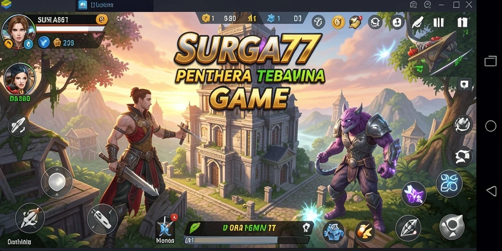 Screenshot gameplay <strong>SURGA77</strong> menampilkan aksi menara pertahanan yang strategis.