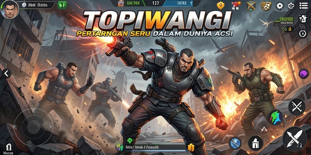 Tampilan gameplay TOPIWANGI dengan aksi pertarungan yang mendebarkan.