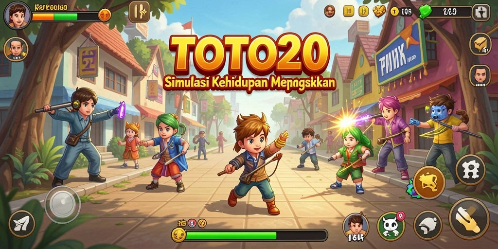 Screenshot gameplay TOTO20 menampilkan karakter yang berinteraksi dalam dunia virtual.