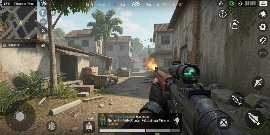 Gameplay V89 menampilkan aksi menembak yang mendebarkan dan grafis realistis.