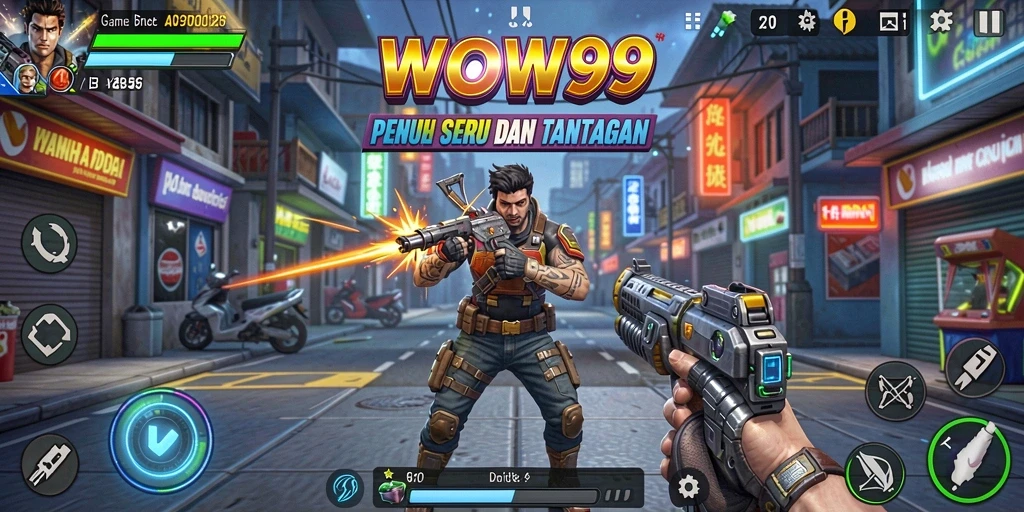 Tangkapan layar utama WOW99 menampilkan gameplay Arcade yang menarik dan cepat.